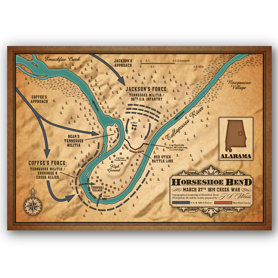 Battle of Horseshoe Bend (Creek War) Map
