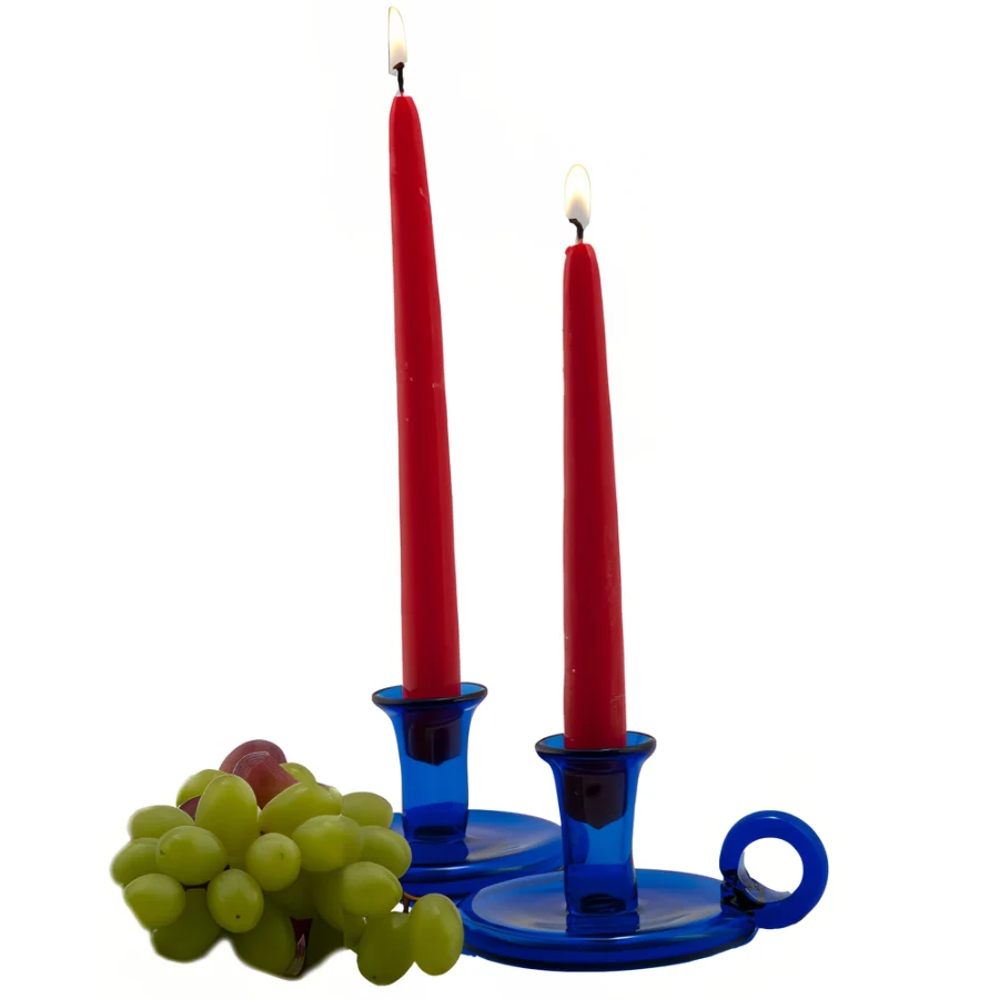 Cobalt Glass Candlestick Holder - Image 2