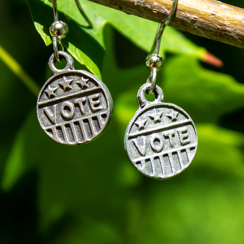 Pewter ''VOTE'' Earrings - Image 2