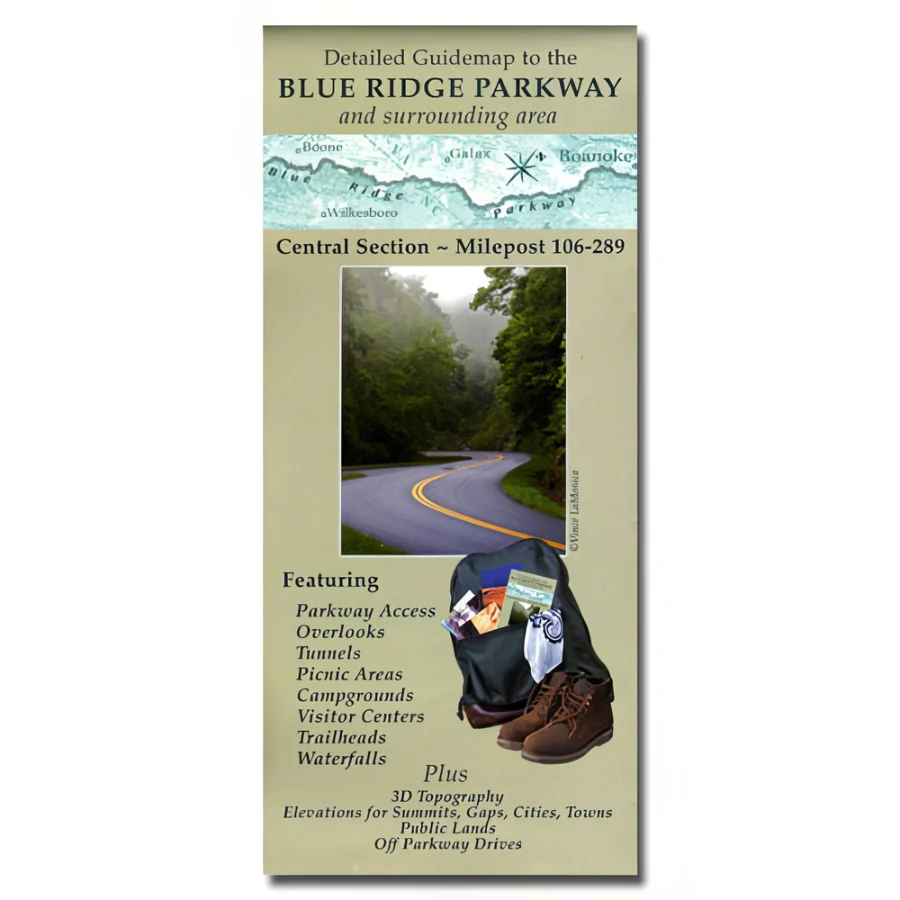 Guidemap to the Blue Ridge Parkway and Surrounding Area: Central Section