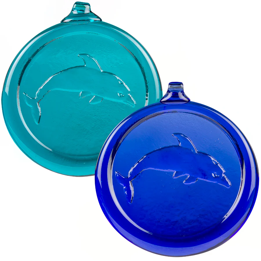 Handcrafted Glass Dolphin Ornament - Teal