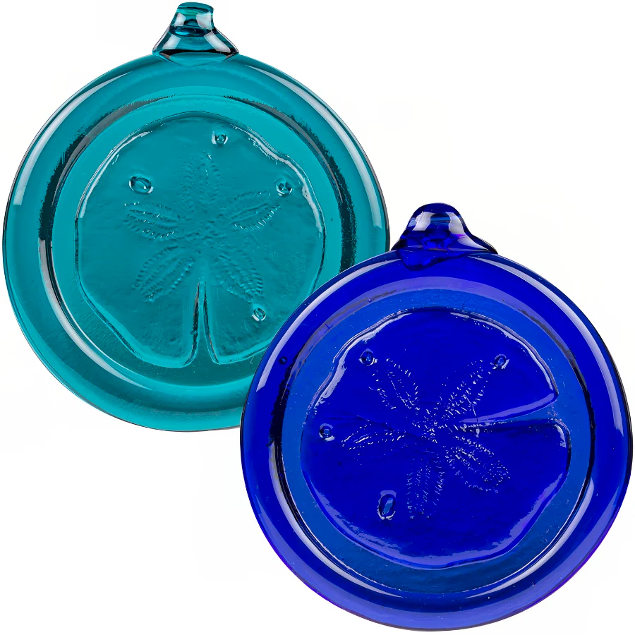 Handcrafted Glass Sand Dollar Ornament - Colbalt