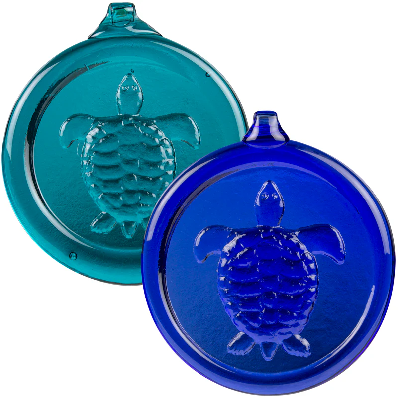 Handcrafted Glass Turtle Ornament - Cobalt