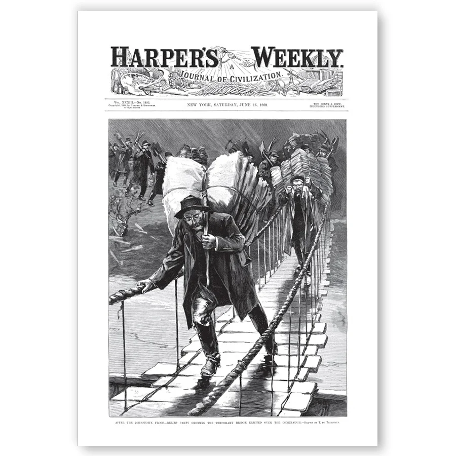 Harper's Weekly 1889 – Johnstown Flood Article Reprint
