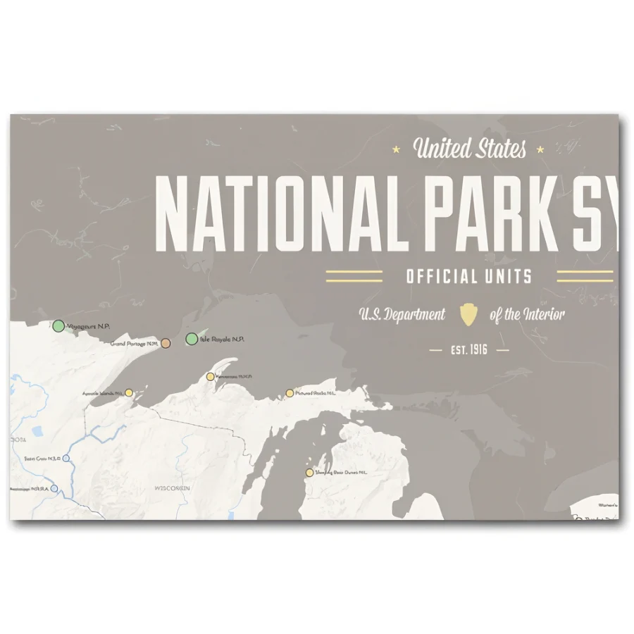 National Park System Units Map - White & Gray 24X36 - Image 2