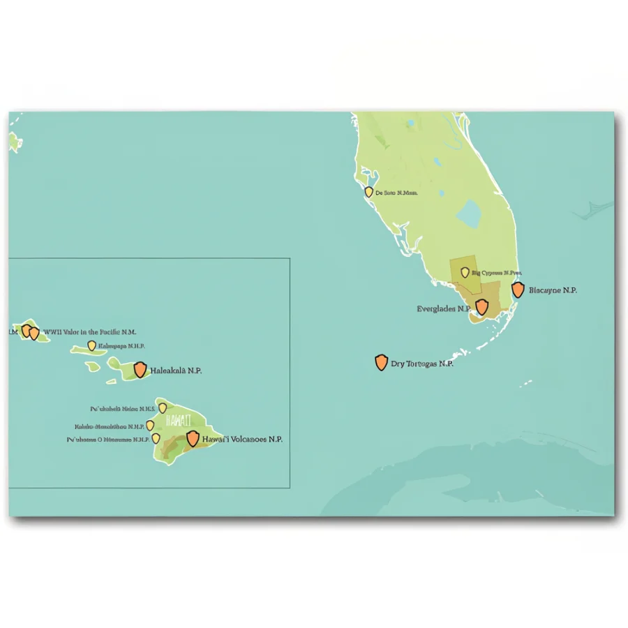 National Park System Units Map - Green & Aqua 24X36 - Image 2