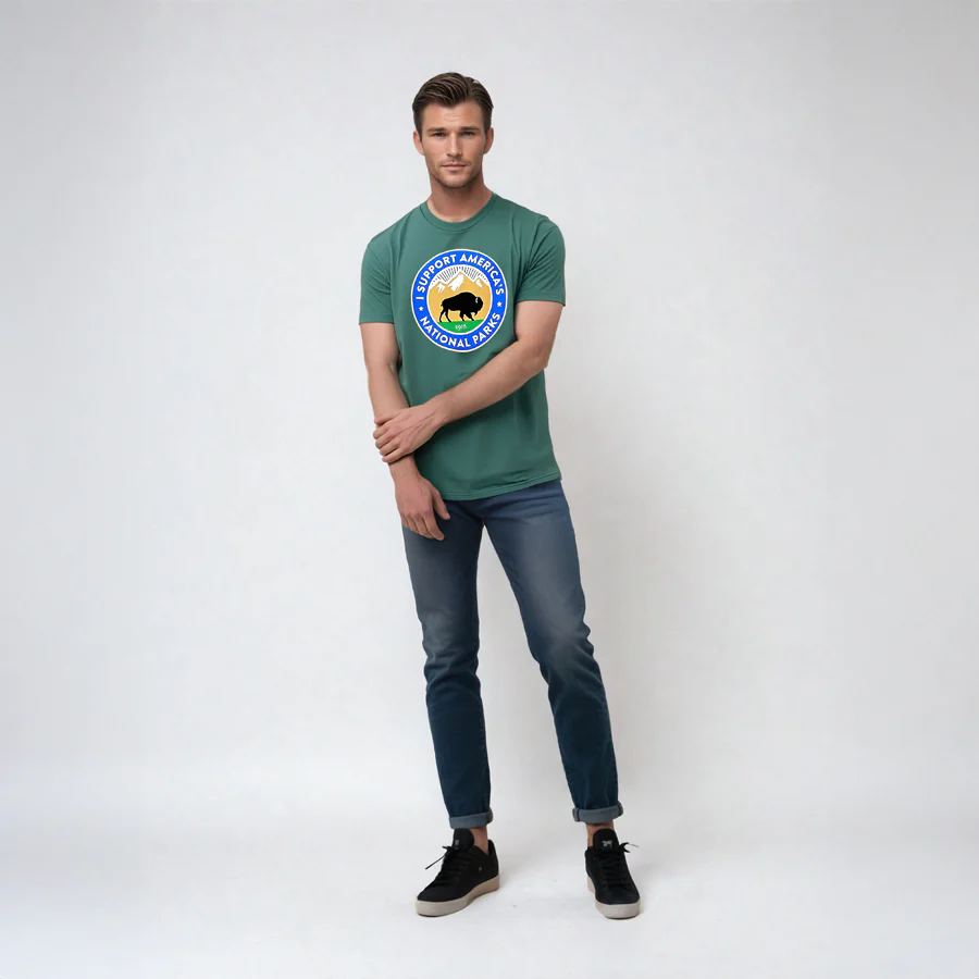 Park Supporter Bison T-Shirt - Evergreen - Image 2