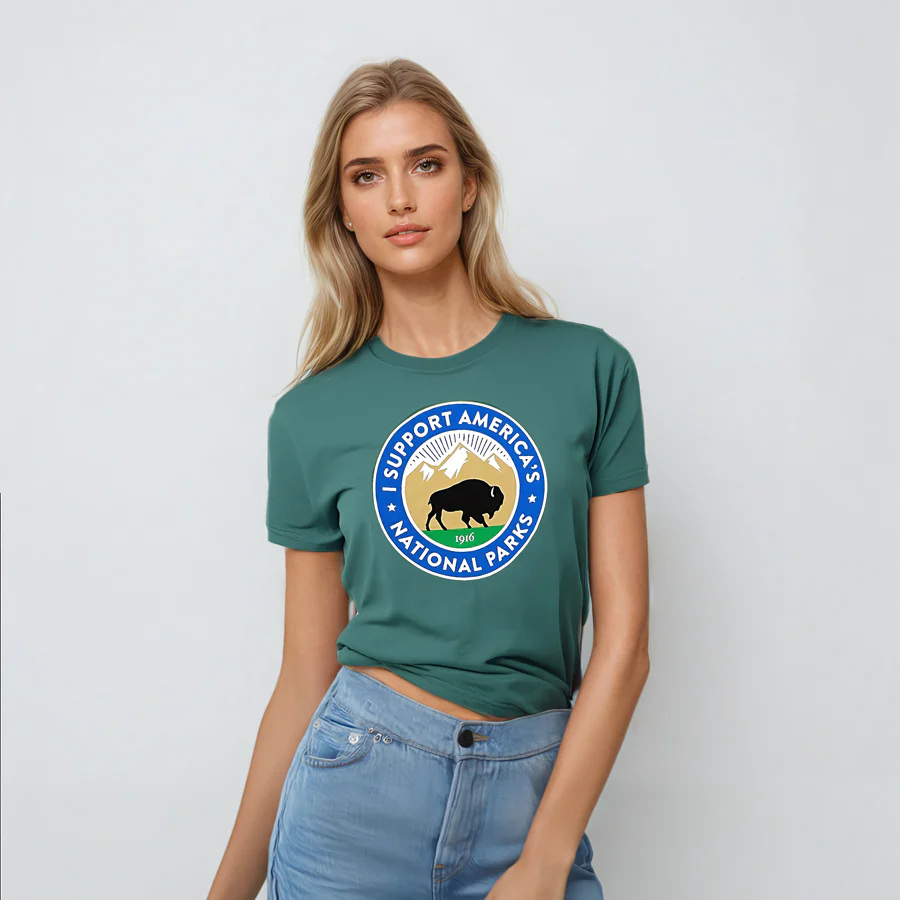 Park Supporter Bison T-Shirt - Evergreen - Image 3