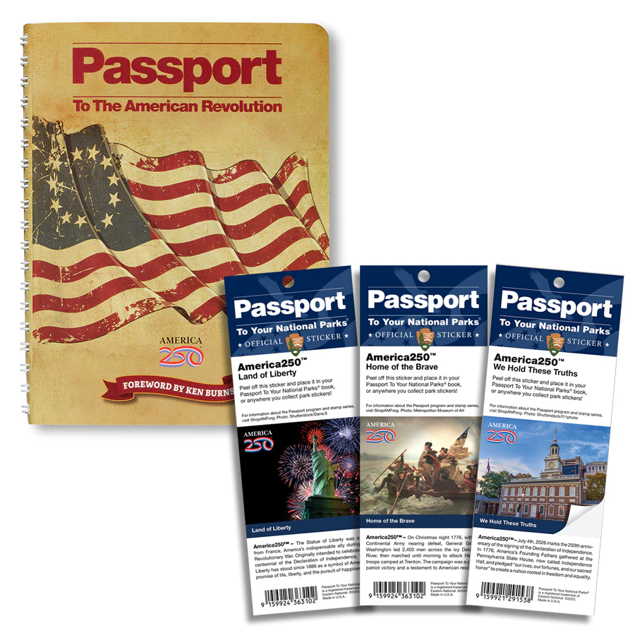 Passport To The American Revolution + America250™ Passport Single Sticker Set Bundle