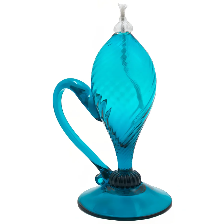 Teal Colonial Glass Sparking Lamp