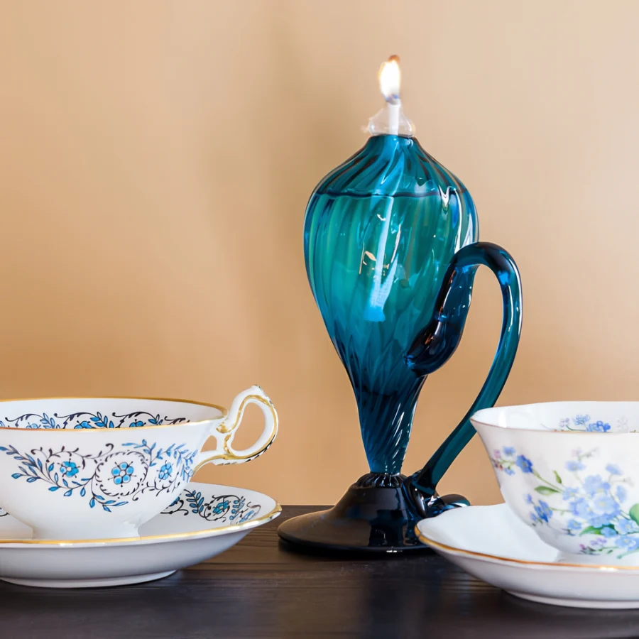 Teal Colonial Glass Sparking Lamp - Image 2
