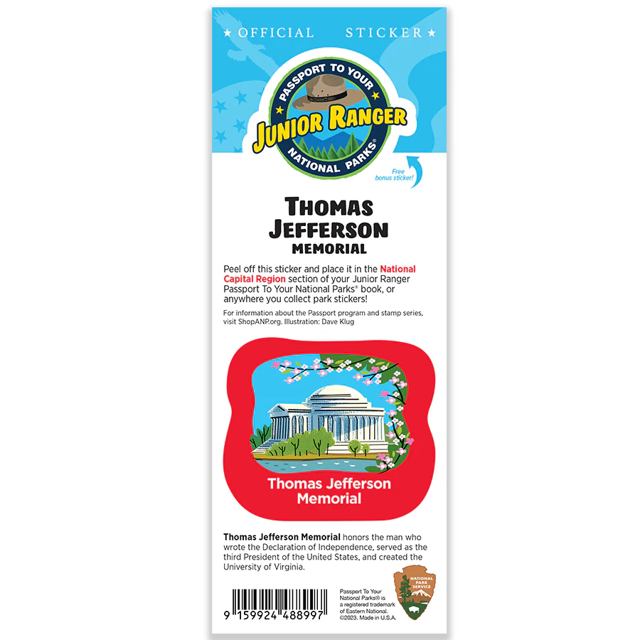 Thomas Jefferson MEM Passport Junior Ranger Single Sticker