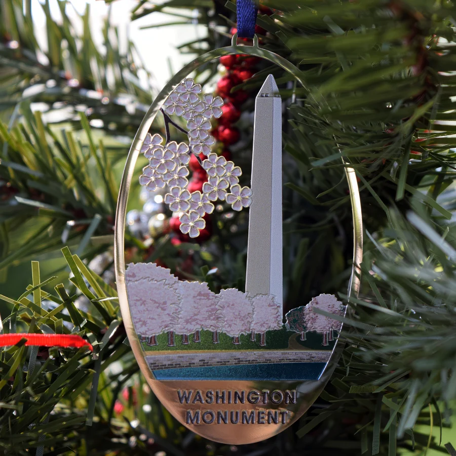 Washington Monument Cherry Blossom Ornament - Image 2