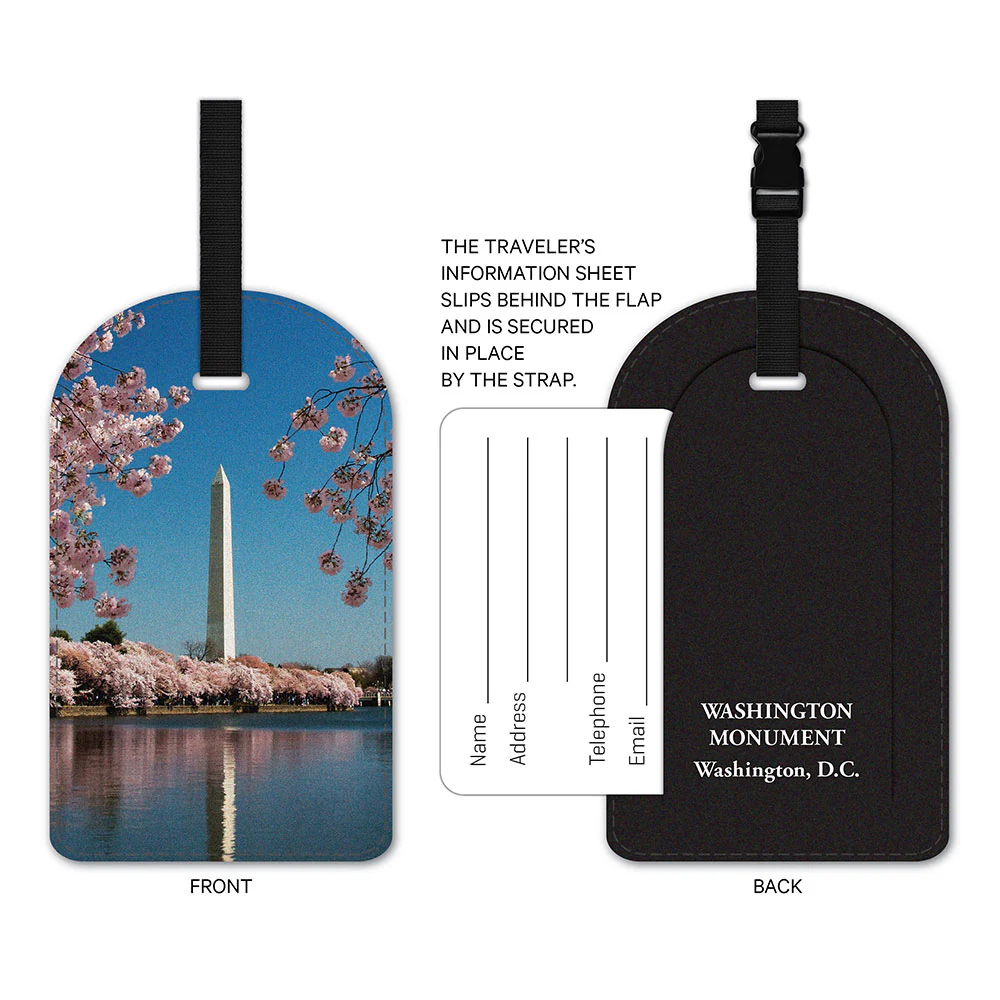 Washington Monument - Cherry Blossoms Luggage ID Tag - Image 2