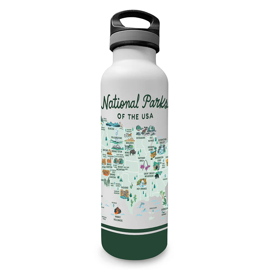 National Parks of the USA Illustrated Map Insulated Water Bottle